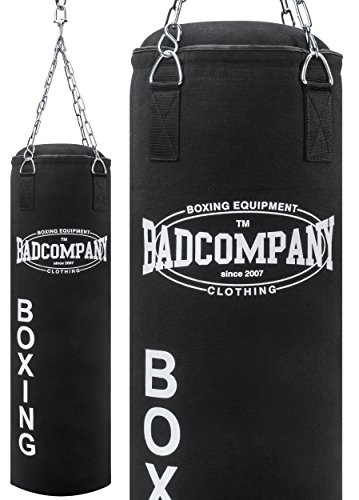 Bad Company Boxsack inkl. Vierpunkt Stahlkette I Canvas Punchingsack, gefüllt I 100 x 30 cm