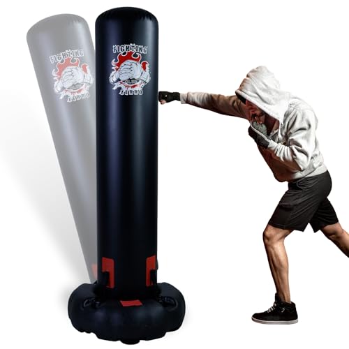 ZERRO Boxsack 166cm Erwachsene Kinder Freistehender Aufblasbare Standboxsack Boxing Trainer Heavy Duty für Kickboxen, Karate, MMA, Boxen und Stressabbau (Mit Pumpe)